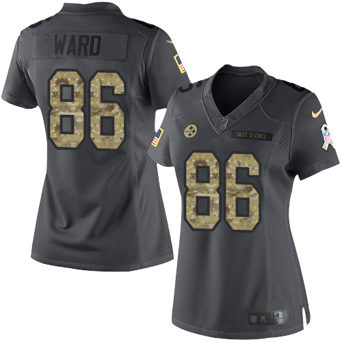 Nike Steelers #86 Hines Ward Black Women's Stitched NFL Limited 2016 Salute to Service Jersey